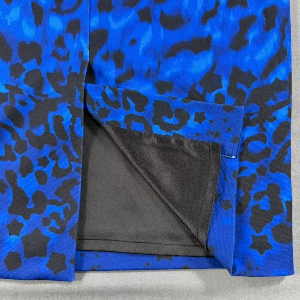 Ted Baker London Maxi Dress Size 1 Blue Black Animal Print Cross Back Sleeveless